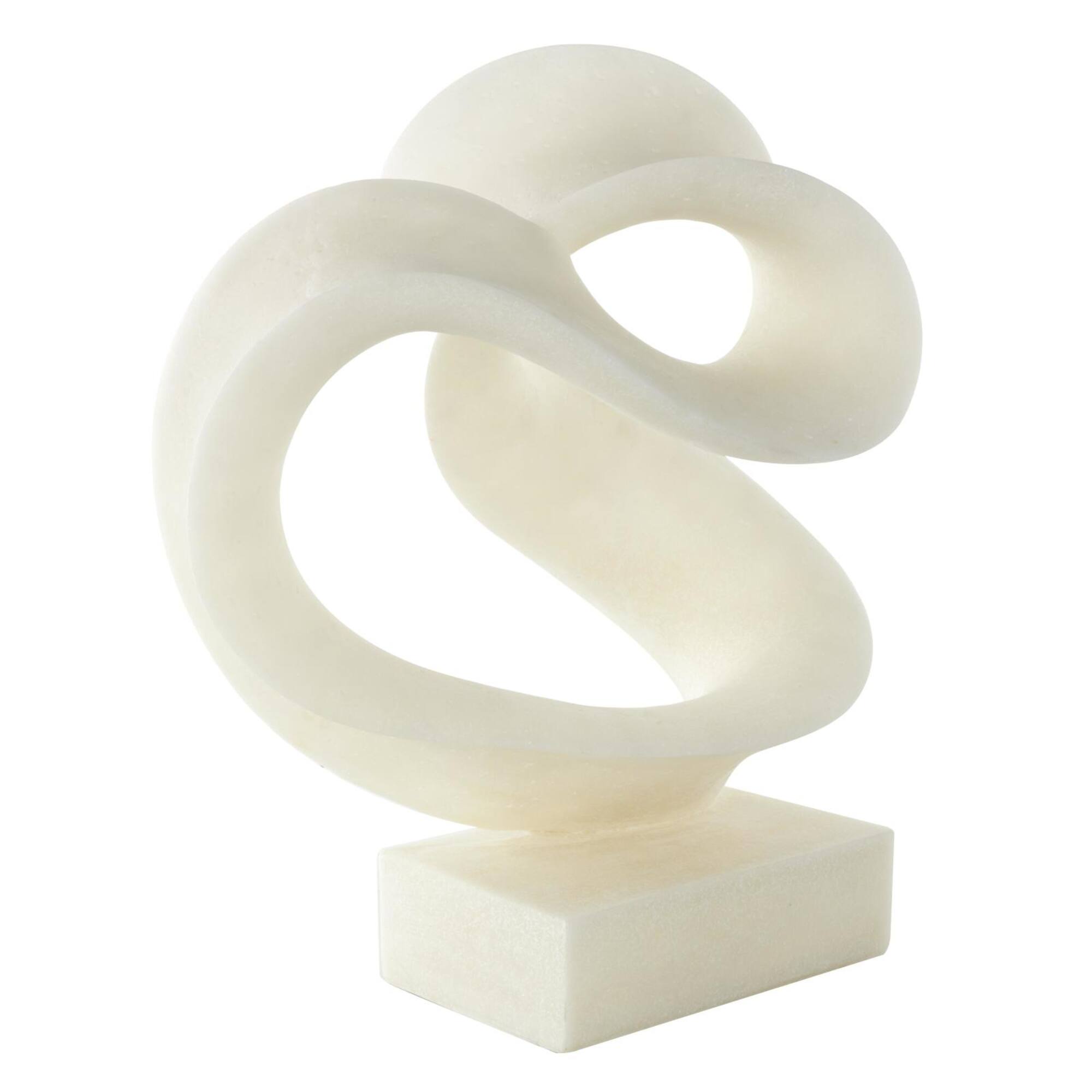 19.5" White Polystone Abstract Twisted Wave Decorative Sculpture with Elevated Base